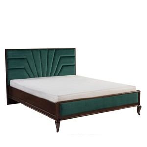 Casa Padrino Luxus Art Deco Doppelbett Dunkelbraun / Smaragdgrün 160 x 200 cm mit Fächer Kopfteil - Elegantes Massivholz Bett - Art Deco Schlafzimmer Möbel