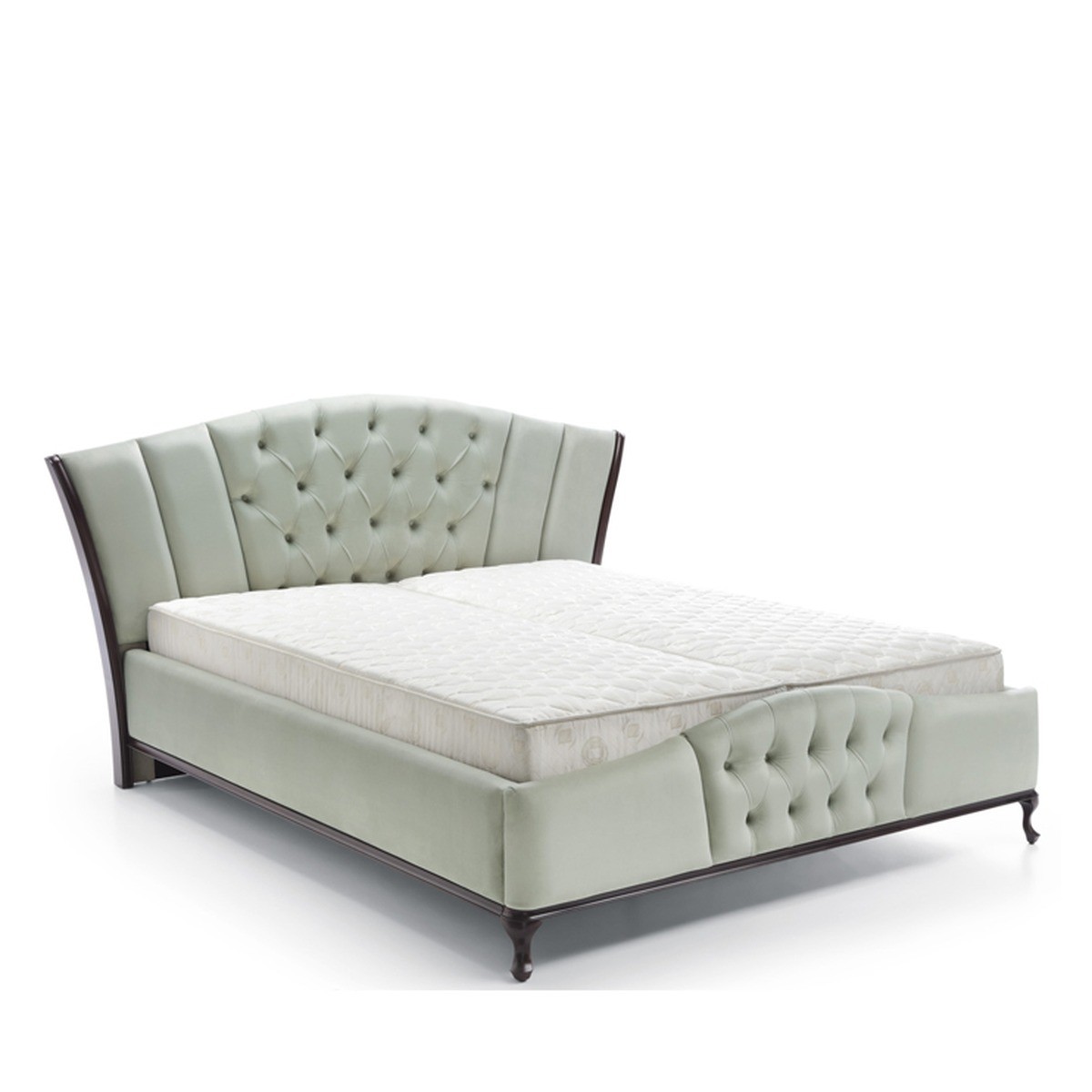 Casa Padrino lit double Art Nouveau de luxe vert clair / marron foncé 160 x 200 cm avec tête et pied de lit Chesterfield - Élégant lit en bois massif - Mobilier de chambre Art Nouveau Casa Padrino lit double Art Nouveau de luxe vert clair / marron foncé 160 x 200 cm avec tête et pied de lit Chesterfield - Élégant lit en bois massif - Mobilier de chambre Art Nouveau