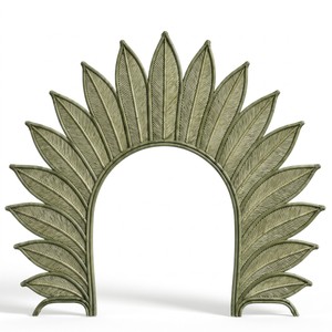 Casa Padrino Luxury XXL Rattan Arch Palm Leaf Green W. 400 x D. 80 x H. 300 cm - Hand Woven Decorative Arch - Huge Entrance Decoration for Hotel and Event
