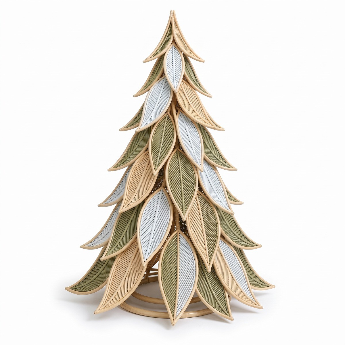 XXL Rattan Weihnachtsbaum aus Blaettern gruen sand eisblau 2,5 m XXL Rattan Weihnachtsbaum aus Blaettern gruen sand eisblau 2,5 m