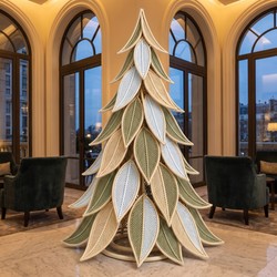 XXL Rattan Weihnachtsbaum aus Blaettern gruen sand eisblau 2,5 m XXL Rattan Weihnachtsbaum aus Blaettern gruen sand eisblau 2,5 m