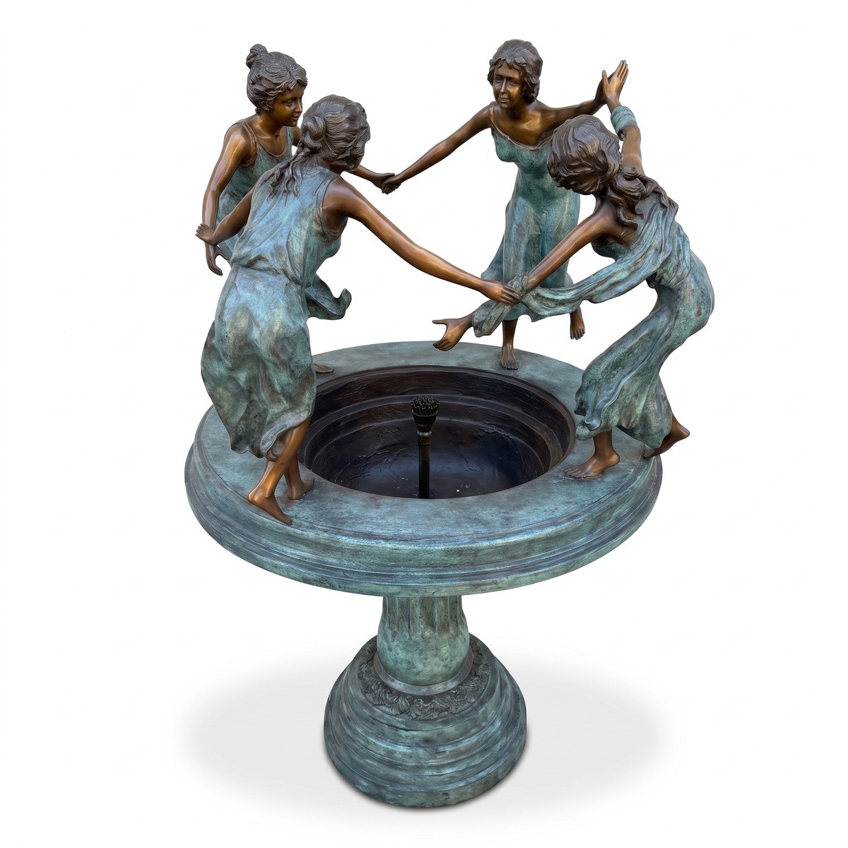 Casa Padrino Fontana Liberty in Bronzo 4 Bambine Turchese / Bronzo Ø 66 x H. 135 cm - Fontana da Giardino con Bambine Danzanti - Decorazione da Giardino Casa Padrino Fontana Liberty in Bronzo 4 Bambine Turchese / Bronzo Ø 66 x H. 135 cm - Fontana da Giardino con Bambine Danzanti - Decorazione da Giardino