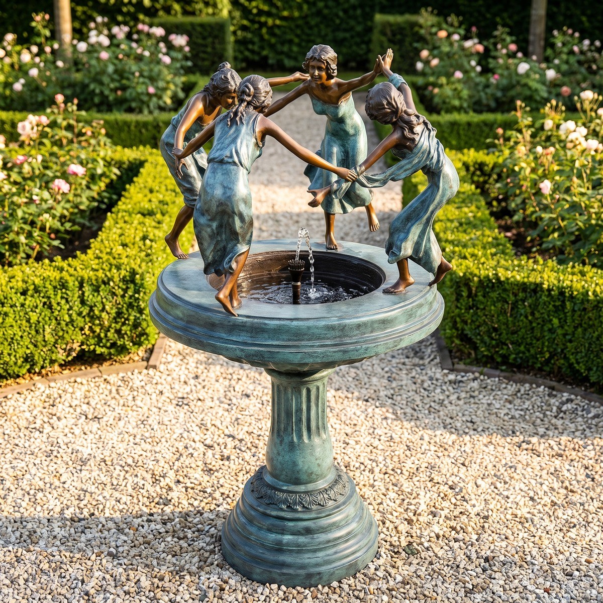 Casa Padrino Fontana Liberty in Bronzo 4 Bambine Turchese / Bronzo Ø 66 x H. 135 cm - Fontana da Giardino con Bambine Danzanti - Decorazione da Giardino Casa Padrino Fontana Liberty in Bronzo 4 Bambine Turchese / Bronzo Ø 66 x H. 135 cm - Fontana da Giardino con Bambine Danzanti - Decorazione da Giardino