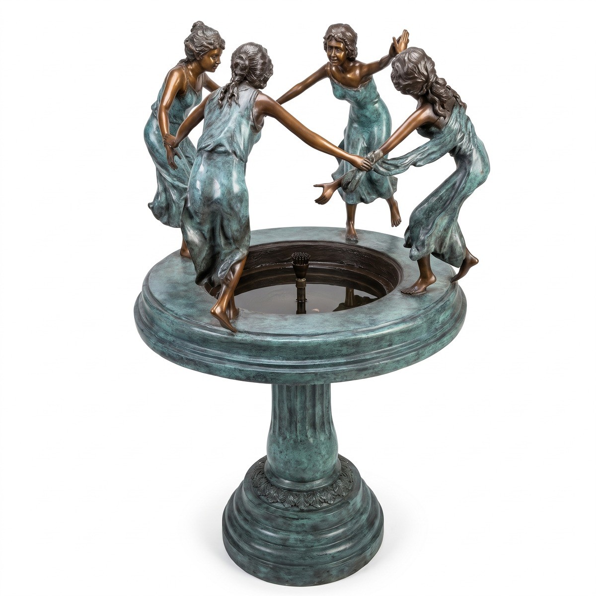 Casa Padrino Fontana Liberty in Bronzo 4 Bambine Turchese / Bronzo Ø 66 x H. 135 cm - Fontana da Giardino con Bambine Danzanti - Decorazione da Giardino Casa Padrino Fontana Liberty in Bronzo 4 Bambine Turchese / Bronzo Ø 66 x H. 135 cm - Fontana da Giardino con Bambine Danzanti - Decorazione da Giardino