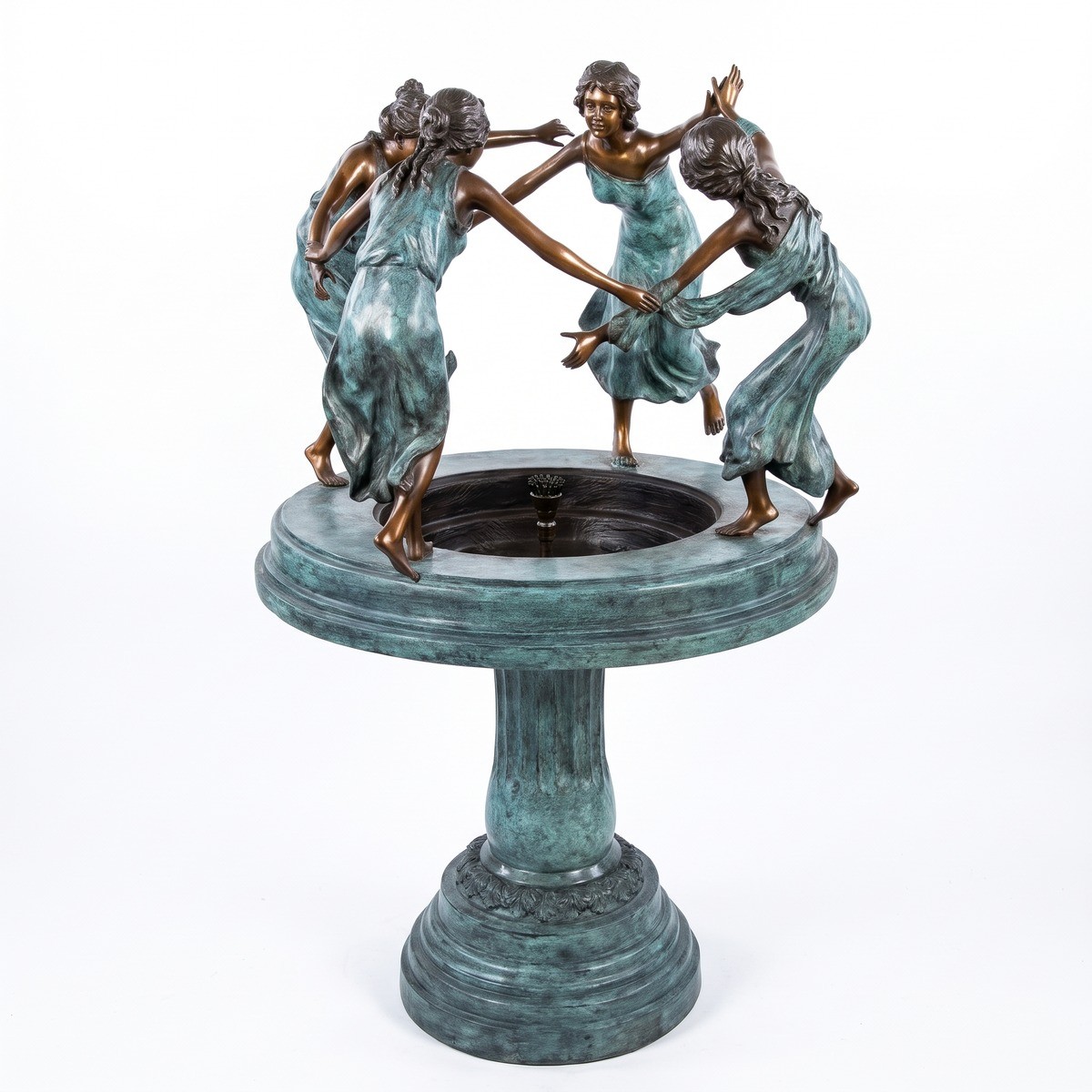 Casa Padrino Fontana Liberty in Bronzo 4 Bambine Turchese / Bronzo Ø 66 x H. 135 cm - Fontana da Giardino con Bambine Danzanti - Decorazione da Giardino Casa Padrino Fontana Liberty in Bronzo 4 Bambine Turchese / Bronzo Ø 66 x H. 135 cm - Fontana da Giardino con Bambine Danzanti - Decorazione da Giardino