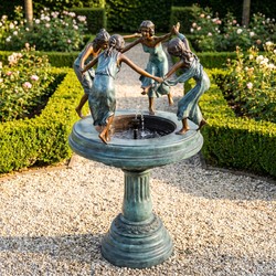Casa Padrino Fontana Liberty in Bronzo 4 Bambine Turchese / Bronzo Ø 66 x H. 135 cm - Fontana da Giardino con Bambine Danzanti - Decorazione da Giardino Casa Padrino Fontana Liberty in Bronzo 4 Bambine Turchese / Bronzo Ø 66 x H. 135 cm - Fontana da Giardino con Bambine Danzanti - Decorazione da Giardino