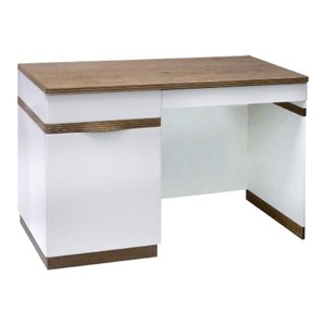 Casa Padrino escritorio de diseño de lujo blanco / roble 122,6 x 60 x A. 79 cm - Muebles de oficina de lujo
