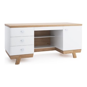 Casa Padrino escritorio de diseño de lujo blanco / roble 166,6 x 65,1 x A. 76,7 cm - Muebles de oficina de lujo
