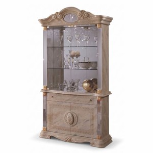 Prunkvolle Luxus Barock Massivholz Vitrine Grau Gold Prunkvolle Luxus Barock Massivholz Vitrine Grau Gold
