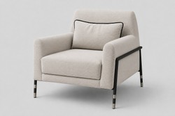 Casa Padrino Poltrona di Lusso Crema / Nero / Argento 79 x 84 x H. 80 cm - Poltrona Moderna da Soggiorno in Tessuto di Lino - Mobili da Hotel