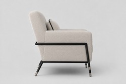 Casa Padrino Poltrona di Lusso Crema / Nero / Argento 79 x 84 x H. 80 cm - Poltrona Moderna da Soggiorno in Tessuto di Lino - Mobili da Hotel