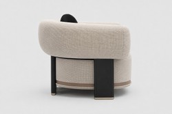 Casa Padrino Luxus Sessel Creme / Schwarz / Kupfer 83 x 77 x H. 73 cm