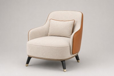 Casa Padrino Luxus Sessel Creme / Cognac / Schwarz 75 x 83 x H. 76 cm