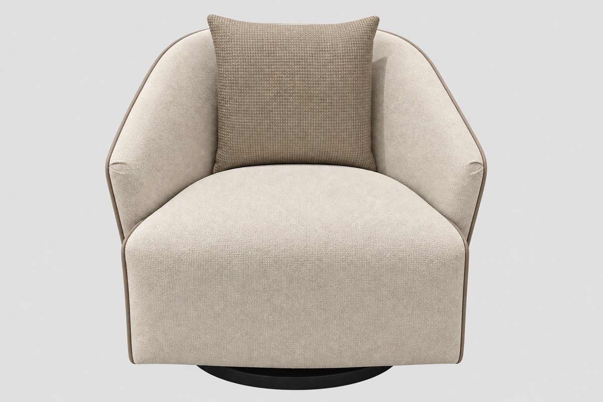 Casa Padrino Sillón Giratorio de Lujo Crema / Topo 71 x 87 x H. 72 cm - Sillón Moderno de Salón - Muebles de Hotel Casa Padrino Sillón Giratorio de Lujo Crema / Topo 71 x 87 x H. 72 cm - Sillón Moderno de Salón - Muebles de Hotel