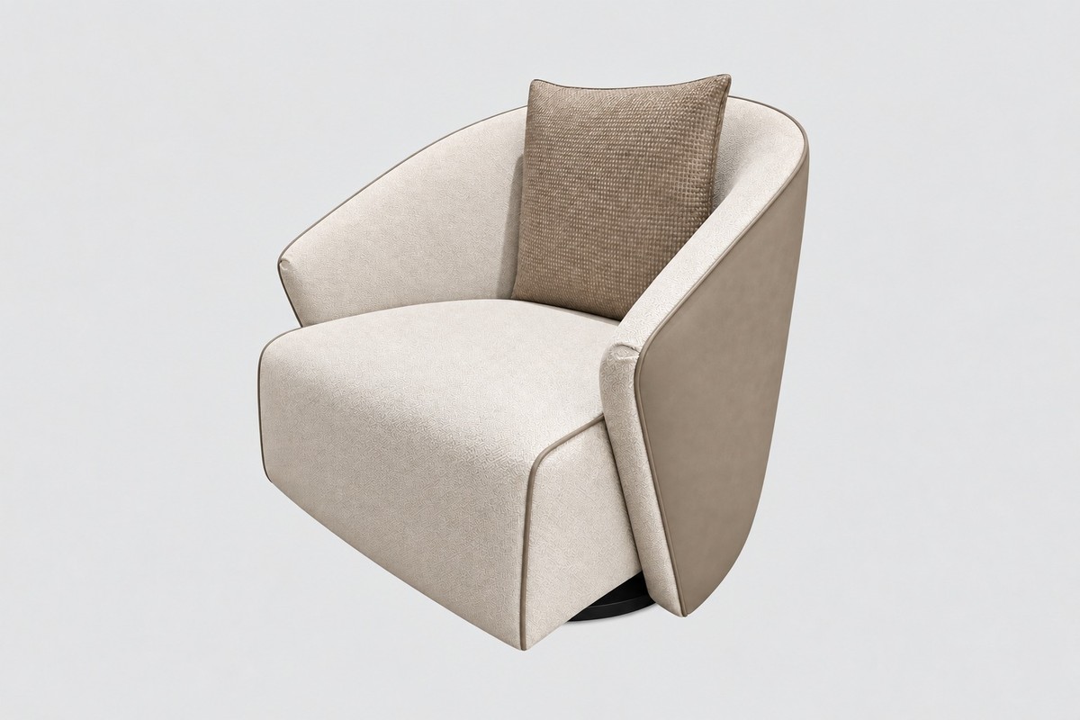 Casa Padrino Sillón Giratorio de Lujo Crema / Topo 71 x 87 x H. 72 cm - Sillón Moderno de Salón - Muebles de Hotel Casa Padrino Sillón Giratorio de Lujo Crema / Topo 71 x 87 x H. 72 cm - Sillón Moderno de Salón - Muebles de Hotel