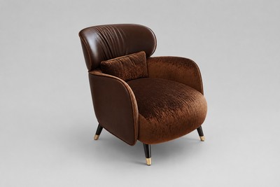 Casa Padrino Luxus Sessel Braun / Rostbraun / Gold 75 x 67 x H. 79 cm