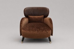 Casa Padrino Luxus Sessel Braun / Rostbraun / Gold 75 x 67 x H. 79 cm
