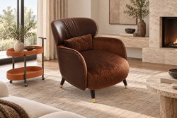 Casa Padrino Luxus Sessel Braun / Rostbraun / Gold 75 x 67 x H. 79 cm