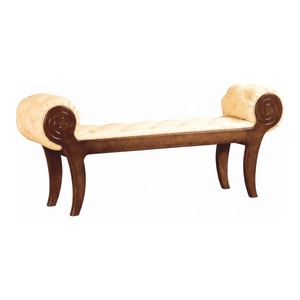 Casa Padrino Jugendstil Chesterfield Sitzbank Creme / Braun 127 x 40 x H. 63,5 cm - Echtleder Sitzbank - Jugendstil Möbel