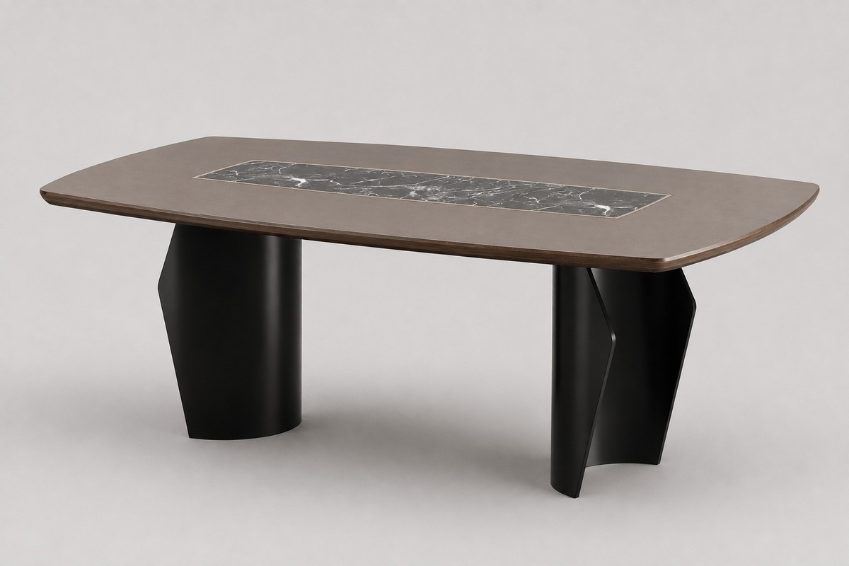 Casa Padrino Mesa de Comedor de Lujo Topo / Negro 210 x 104 x H. 75 cm - Mesa de Comedor Moderna - Muebles de Hotel Casa Padrino Mesa de Comedor de Lujo Topo / Negro 210 x 104 x H. 75 cm - Mesa de Comedor Moderna - Muebles de Hotel