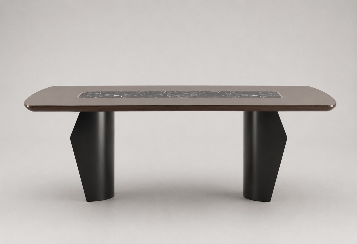 Casa Padrino Mesa de Comedor de Lujo Topo / Negro 210 x 104 x H. 75 cm - Mesa de Comedor Moderna - Muebles de Hotel Casa Padrino Mesa de Comedor de Lujo Topo / Negro 210 x 104 x H. 75 cm - Mesa de Comedor Moderna - Muebles de Hotel