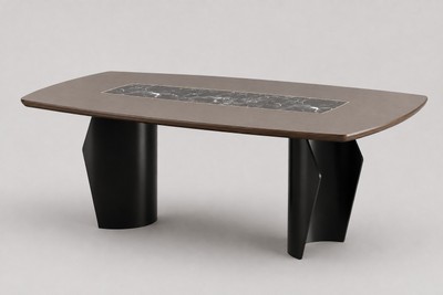 Casa Padrino Luxus Esstisch Taupe / Schwarz 210 x 104 x H. 75 cm