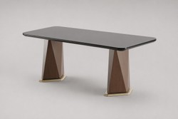 Casa Padrino Mesa de Comedor de Lujo Negro / Nogal / Oro 210 x 100 x H. 75 cm - Mesa de Comedor Moderna - Muebles de Hotel Casa Padrino Mesa de Comedor de Lujo Negro / Nogal / Oro 210 x 100 x H. 75 cm - Mesa de Comedor Moderna - Muebles de Hotel