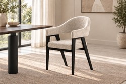 Casa Padrino Luxus Esszimmerstuhl mit Armlehnen Creme / Schwarz 57 x 65 x H. 82 cm Casa Padrino Luxus Esszimmerstuhl mit Armlehnen Creme / Schwarz 57 x 65 x H. 82 cm