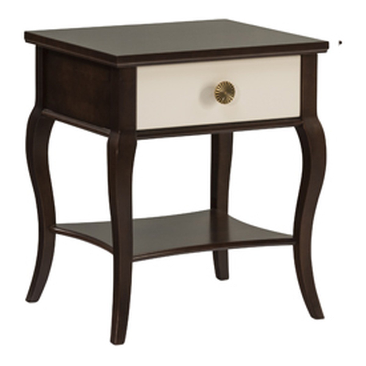 Casa Padrino Art Nouveau Bedside Table Dark Brown / Cream 52.9 x 45.2 x H. 61.3 cm - With drawer - Bedroom Furniture Casa Padrino Art Nouveau Bedside Table Dark Brown / Cream 52.9 x 45.2 x H. 61.3 cm - With drawer - Bedroom Furniture