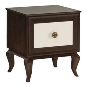 Casa Padrino Jugendstil Nachtkommode Dunkelbraun / Creme 56 x 43,5 x H. 59,5 cm - Mit Schublade - Schlafzimmer Möbel