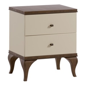 Casa Padrino Art Deco Nachtkommode Creme / Braun 56,7 x 43,2 x H. 66,8 cm - Mit 2 Schubladen - Schlafzimmer Möbel
