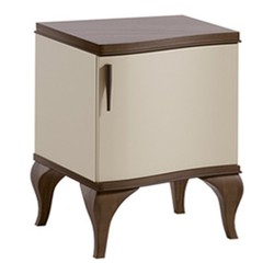 Casa Padrino Mesita de noche Art Déco Crema / Marrón 51,8 x 43,2 x Al. 61,1 cm - Con puerta - Muebles de Dormitorio