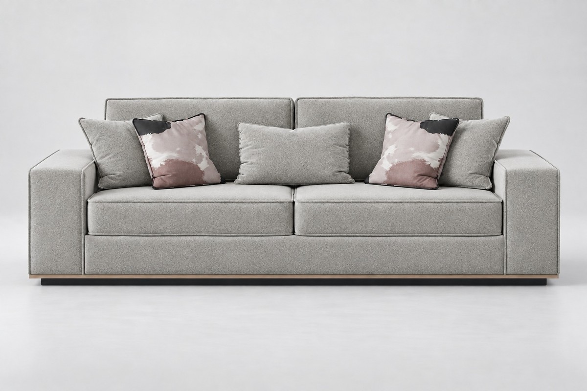 Casa Padrino Luxus Sofa Grau mit breiten Armlehnen Casa Padrino Luxus Sofa Grau mit breiten Armlehnen