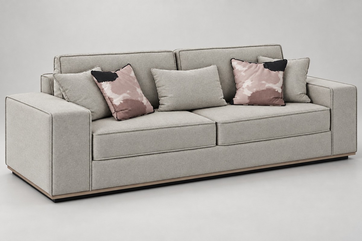 Casa Padrino Luxus Sofa Grau mit breiten Armlehnen Casa Padrino Luxus Sofa Grau mit breiten Armlehnen