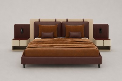 Casa Padrino Luxus Doppelbett Braun / Beige 347 x 223 x H. 117 cm