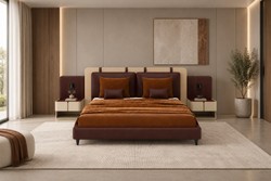 Casa Padrino Luxus Doppelbett Braun / Beige 347 x 223 x H. 117 cm