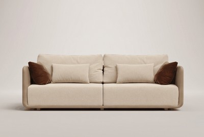 Casa Padrino Luxus Sofa Creme / Braun mit Ledersockel
