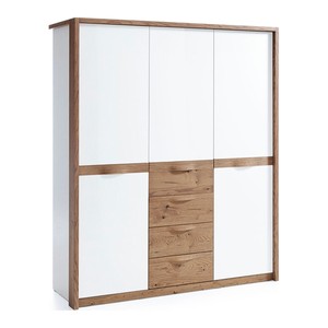 Casa Padrino Armadio in legno massello Bianco / Rovere 172,8 x 59,7 x A. 205,5 cm - Con 3 ante - Mobili Camera da Letto