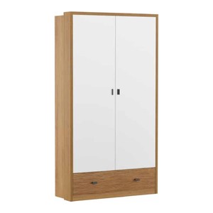 Casa Padrino Armadio in legno massello Bianco / Rovere 117 x 62,5 x A. 210 cm - Con 2 ante - Mobili Camera da Letto