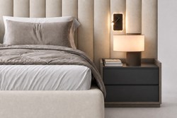 Casa Padrino Mesita de Noche de Lujo Gris / Negro 60 x 45 x H. 45 cm - Mesita Moderna - Muebles de Dormitorio y Hotel