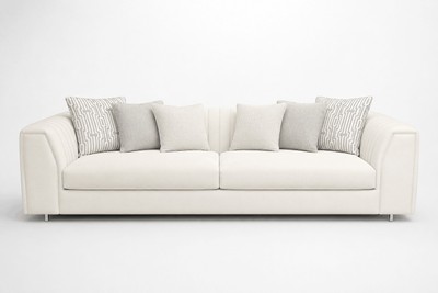 Casa Padrino Luxus Sofa Creme / Grau mit Edelstahlfüßen