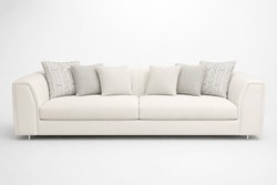 Casa Padrino Sofá de Lujo Crema / Gris con Patas de Acero Inoxidable - Sofá Moderno de Salón en Varios Tamaños - Muebles de Hotel Casa Padrino Sofá de Lujo Crema / Gris con Patas de Acero Inoxidable - Sofá Moderno de Salón en Varios Tamaños - Muebles de Hotel