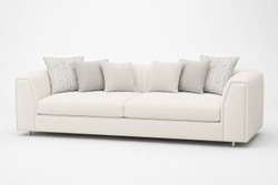 Casa Padrino Sofá de Lujo Crema / Gris con Patas de Acero Inoxidable - Sofá Moderno de Salón en Varios Tamaños - Muebles de Hotel Casa Padrino Sofá de Lujo Crema / Gris con Patas de Acero Inoxidable - Sofá Moderno de Salón en Varios Tamaños - Muebles de Hotel