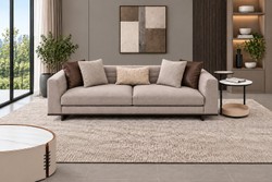 Casa Padrino Luxury Sofa Taupe / Brown with Wooden Plinth - Modern Living Room Sofa in Several Sizes - Hotel Furniture