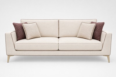 Casa Padrino Luxus Sofa Creme / Bordeaux mit Lederpaspel
