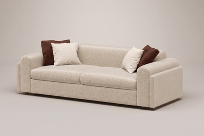 Casa Padrino Luxus Sofa Creme / Braun aus mattem Leinen