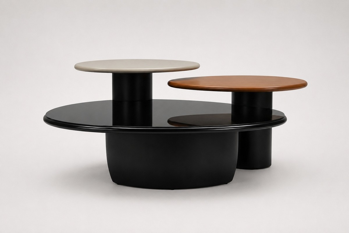 Casa Padrino Mesa de Centro de Lujo Negro / Coñac / Gris de Formas Orgánicas - Mesa de Salón Moderna en Varias Versiones - Muebles de Hotel Casa Padrino Mesa de Centro de Lujo Negro / Coñac / Gris de Formas Orgánicas - Mesa de Salón Moderna en Varias Versiones - Muebles de Hotel
