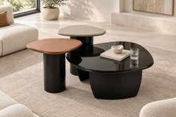 Casa Padrino Mesa de Centro de Lujo Negro / Coñac / Gris de Formas Orgánicas - Mesa de Salón Moderna en Varias Versiones - Muebles de Hotel Casa Padrino Mesa de Centro de Lujo Negro / Coñac / Gris de Formas Orgánicas - Mesa de Salón Moderna en Varias Versiones - Muebles de Hotel