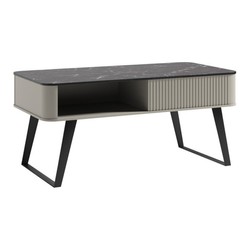 Casa Padrino Massivholz Couchtisch Grau / Schwarz 120 x 60 x H. 55 cm - Tischplatte in Marmoroptik - Wohnzimmer Möbel Casa Padrino Massivholz Couchtisch Grau / Schwarz 120 x 60 x H. 55 cm - Tischplatte in Marmoroptik - Wohnzimmer Möbel