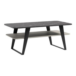 Casa Padrino Solid Wood Coffee Table Grey / Black 120 x 60 x H. 50 cm - Tabletop in marble look - Living Room Furniture